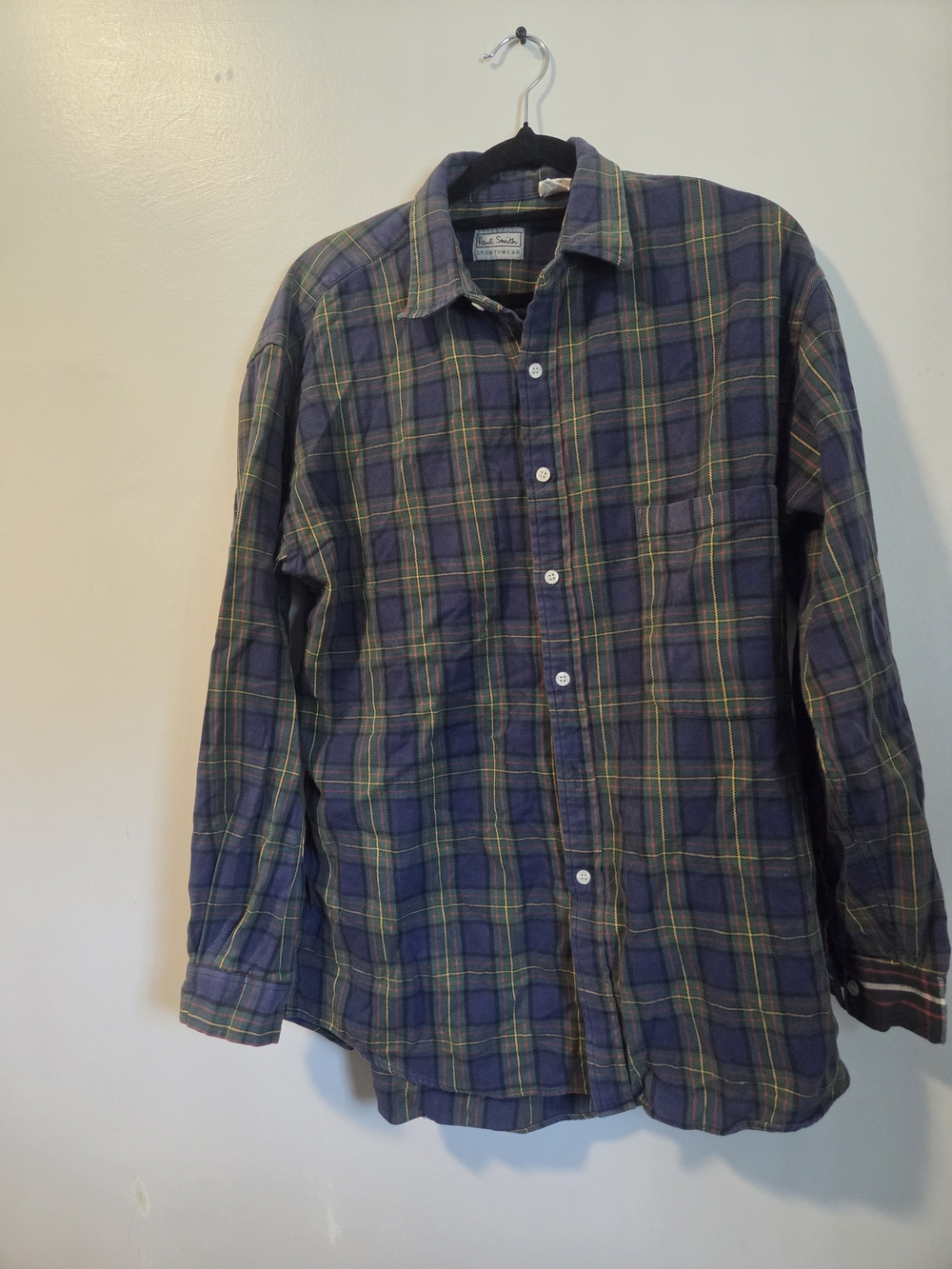 Men's Plaid Button-Up Shirt - Blue/Green